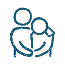 Illustration of 2 figures hugging