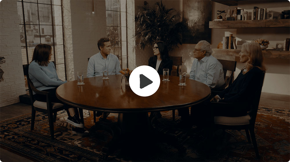 Play video of Ryan Reynolds sitting at a round table talking with a group of advocates